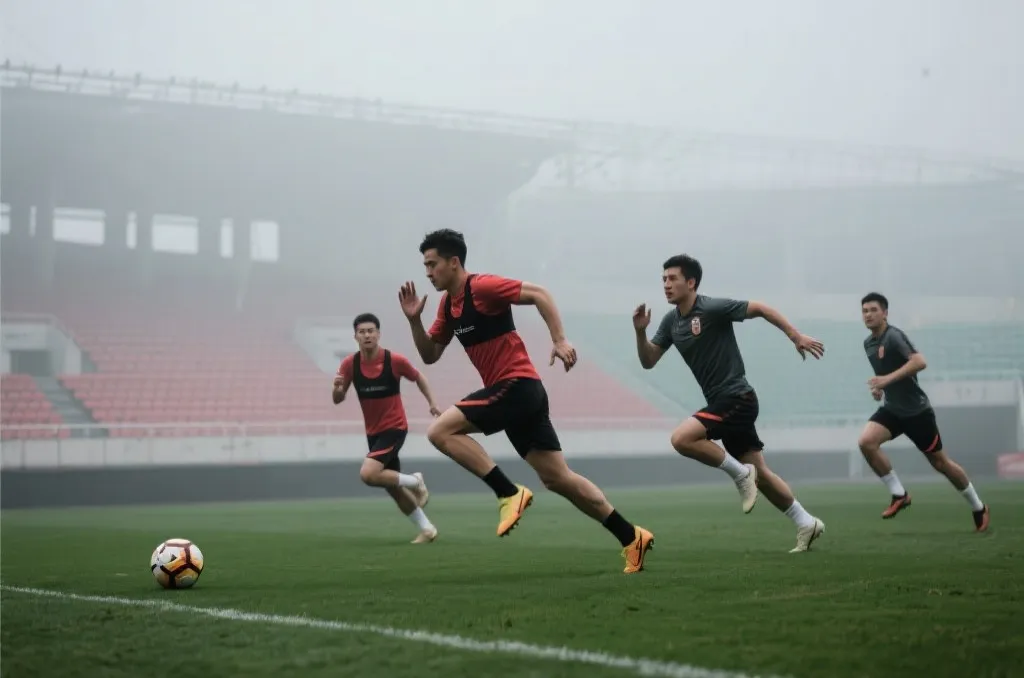 球员在训练场上奋力拼抢，展现逆袭与坚持的瞬间